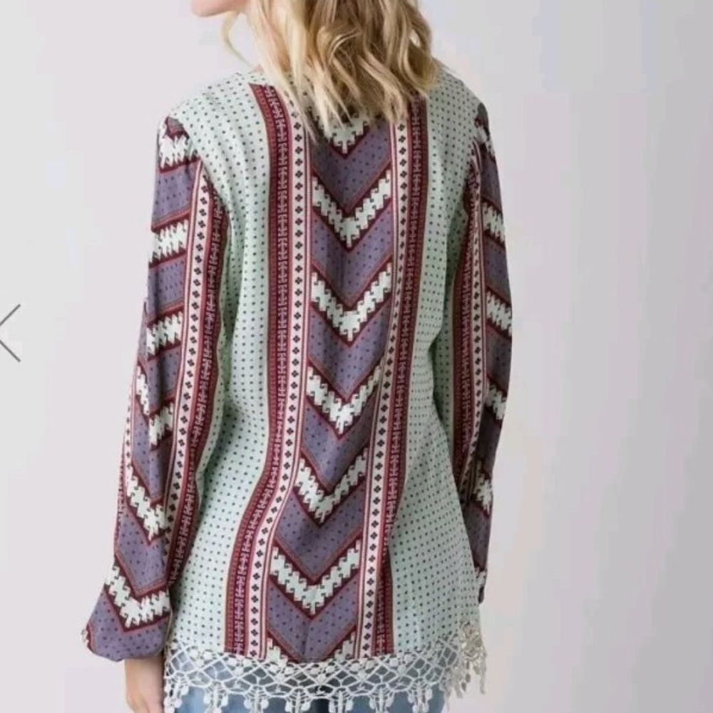BKE Aztec Patterned Long Sleeve Top - Picture 2 of 7